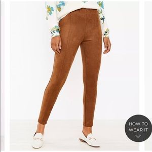 Loft Ankle Zip Faux Suede Leggings